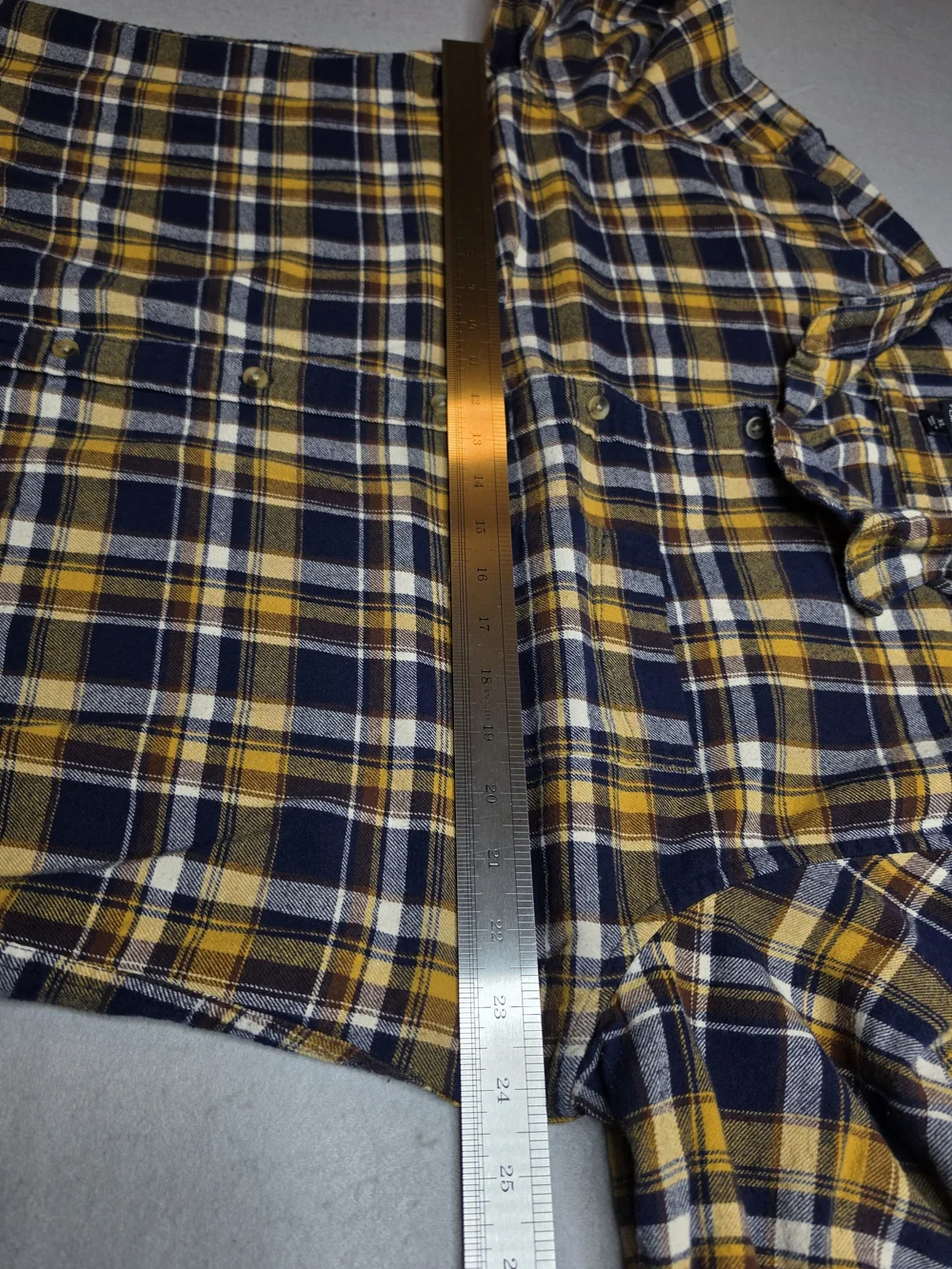 J.Crew Men's Yellow & Navy Plaid Flannel Shirt XL Slim‎